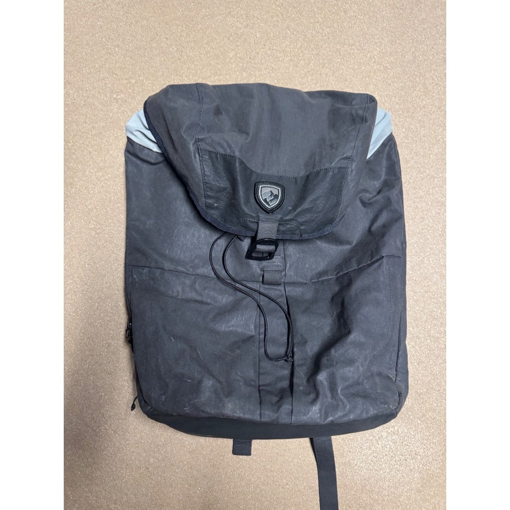Kuhl Black Backpack Born in the Mountains Logo Drawstring Top Flap Closure $200